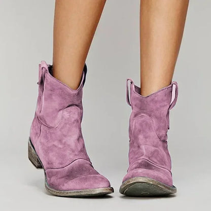 Stivali Donna Modello Caviglia Stile Western Vintage