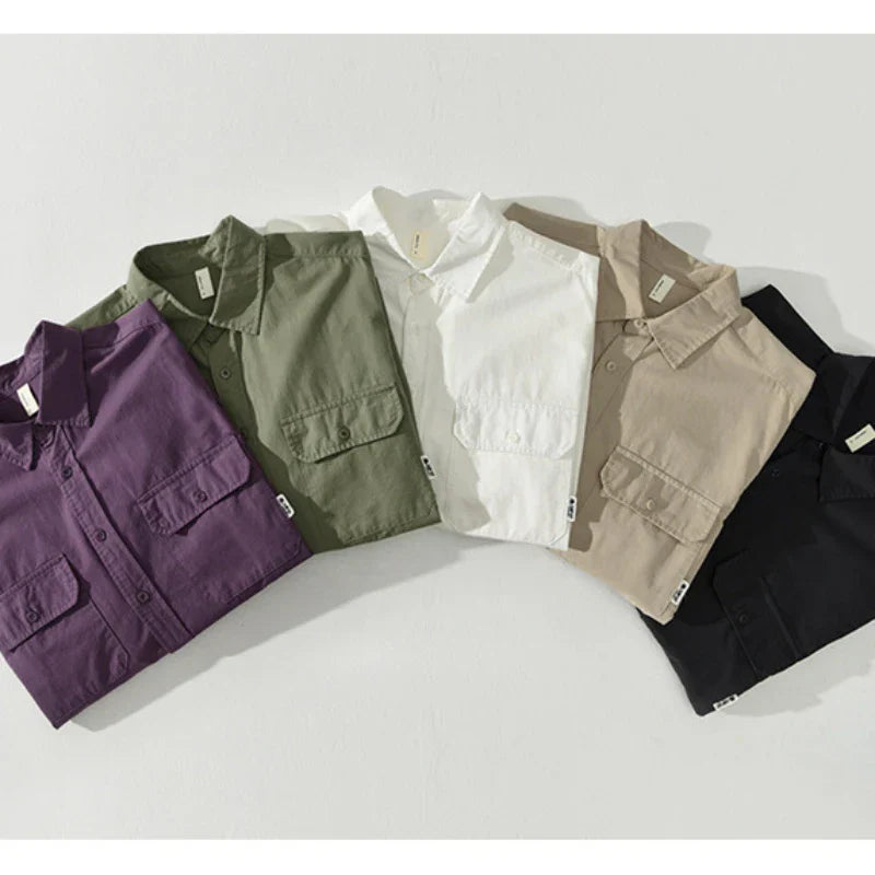 Camicia Uomo Manica Lunga con Tasche sul Petto