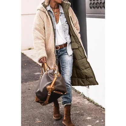 Cappotto Lungo Donna Invernale con Cappuccio Imbottito Maxipetto