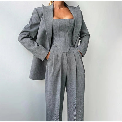 Completo Donna Blazer Pantaloni e Corsetto Coordinato