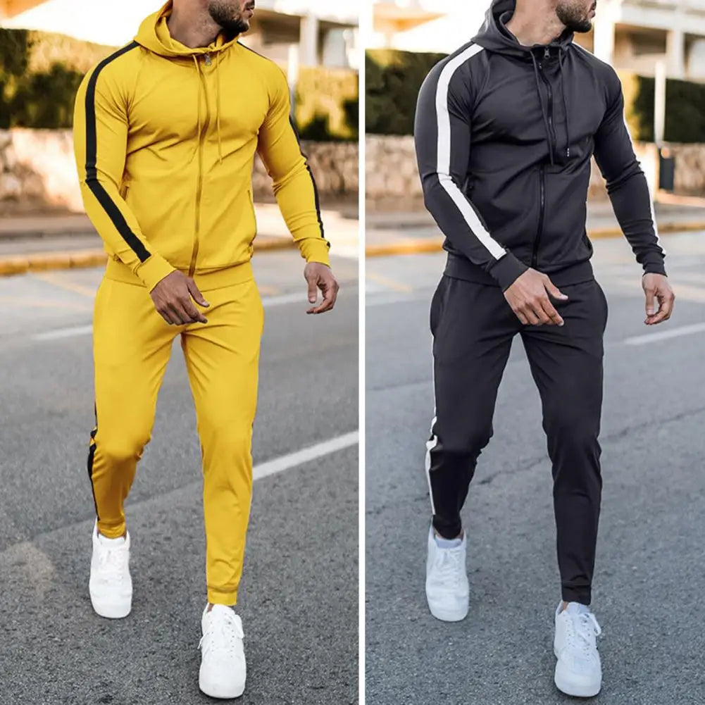 Tuta Uomo con Cappuccio e Righe Sportiva
