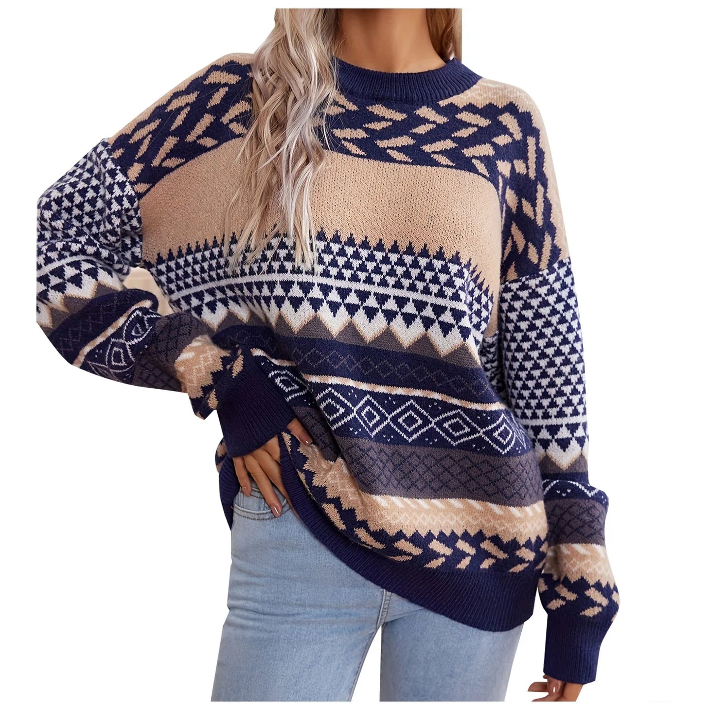 Maglione Uomo Lana Stile Retrò Vestibilità Regular