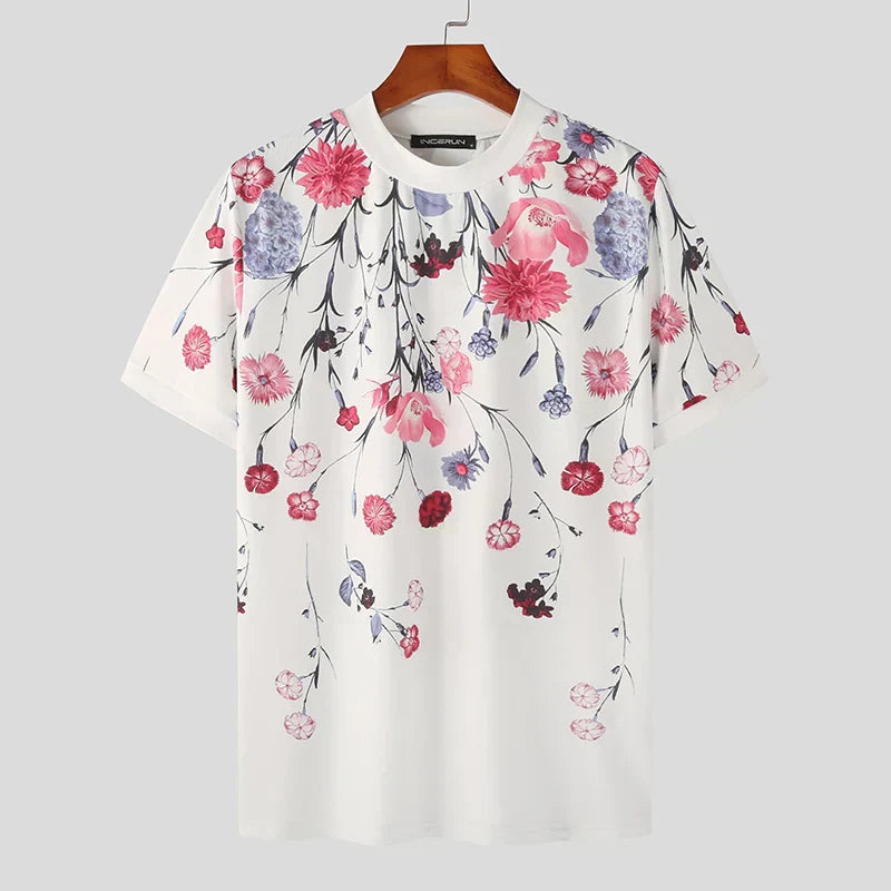 Camicia Uomo Manica Corta Motivo Floreale