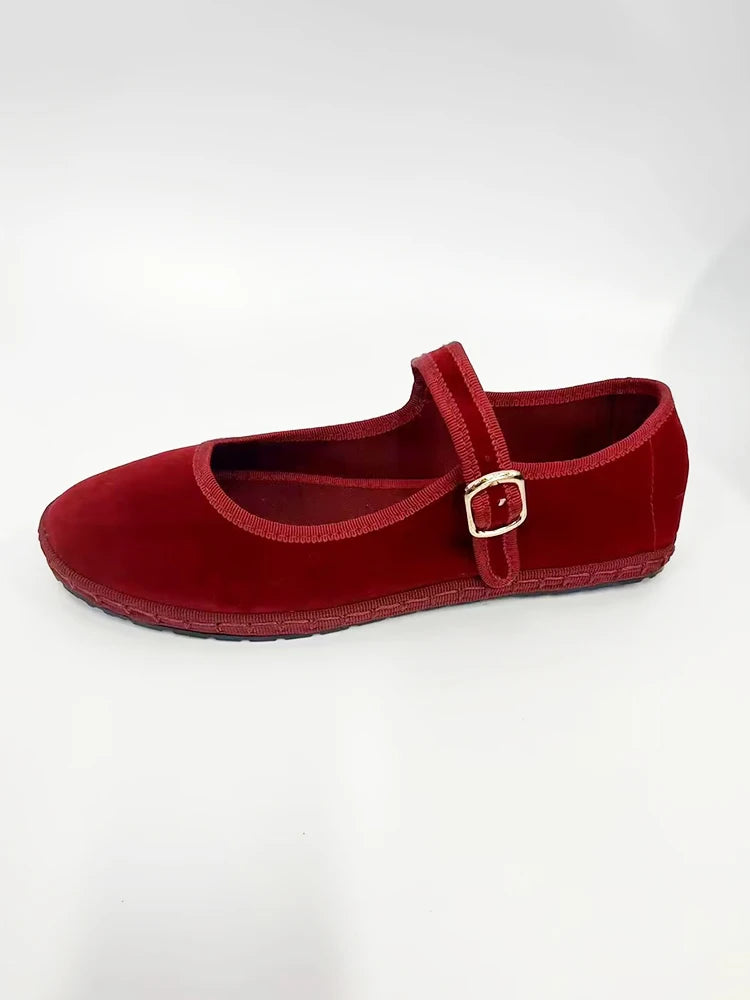 Scarpe da ballo comode Mary Jane da donna in velluto 3