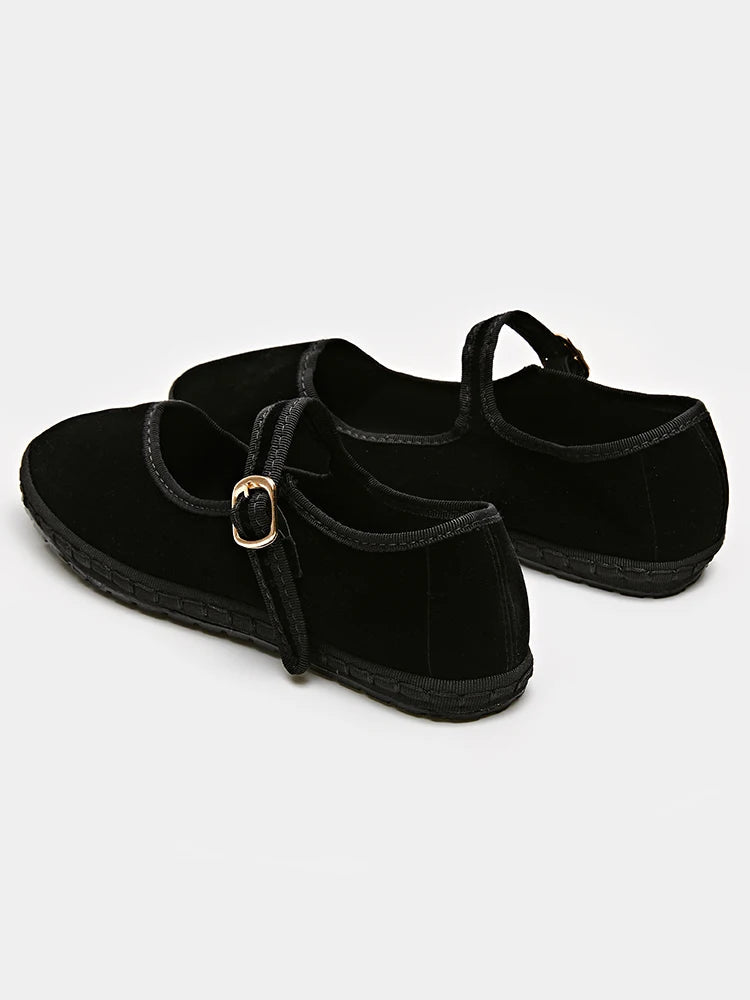 Scarpe da ballo comode Mary Jane da donna in velluto 4