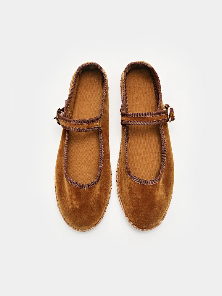 Scarpe da ballo comode Mary Jane da donna in velluto 5