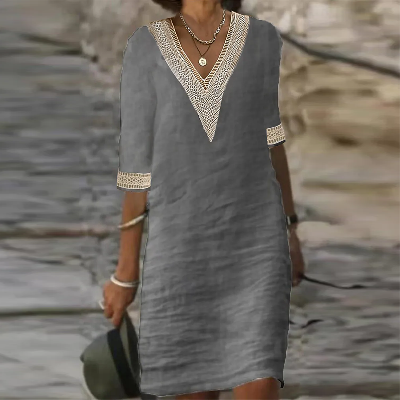 Abito Mini Donna Stile Boho Scollo a V Estate
