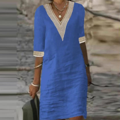 Abito Mini Donna Stile Boho Scollo a V Estate