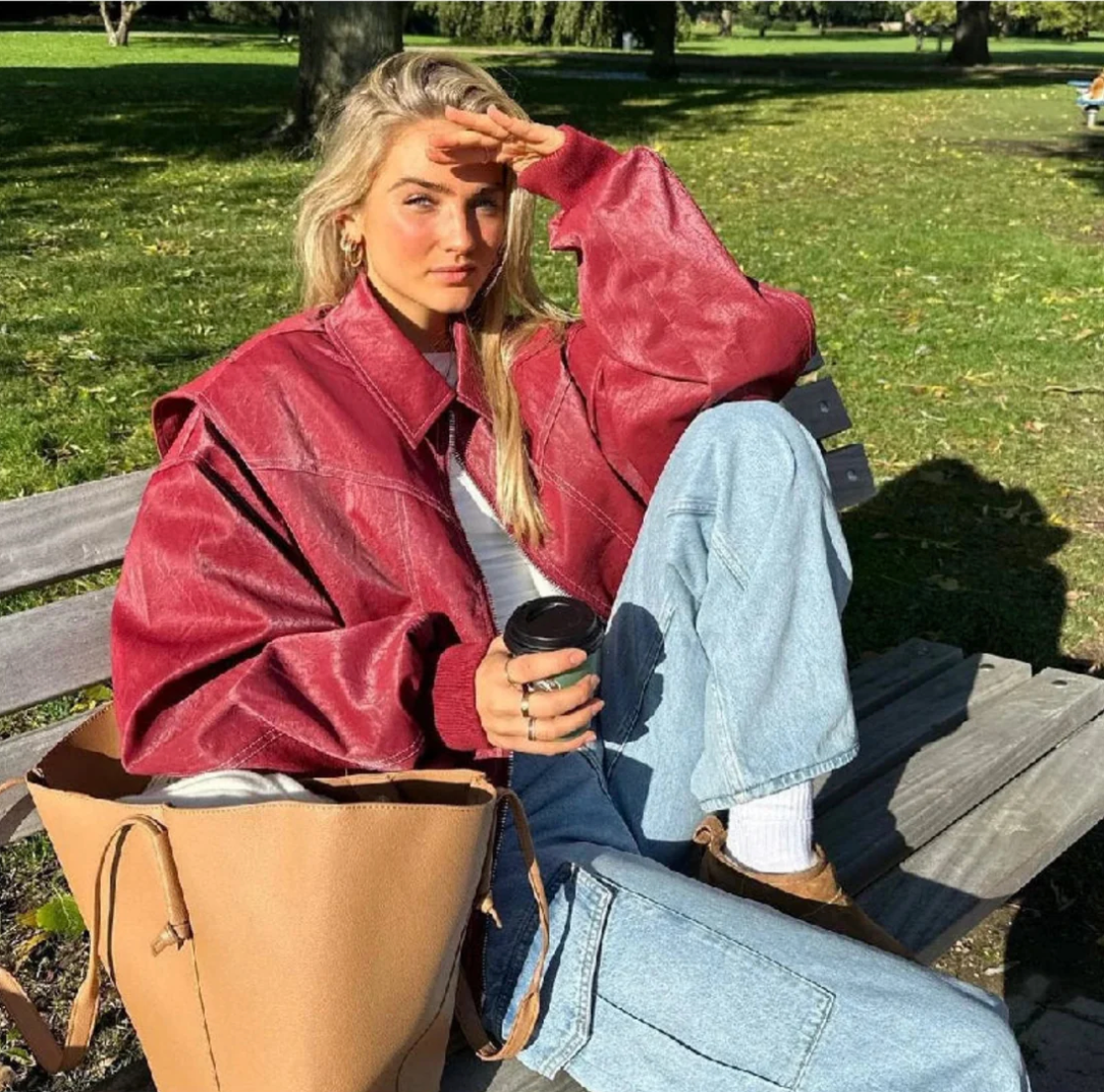 Giacca Donna Oversize in Pelle Stile Casual - Brentozzi