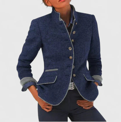 Cardigan Donna con Collo Alto e Chiusura a Bottoni