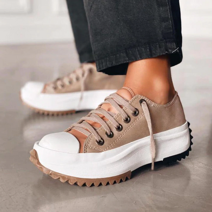 Sneakers Donna Platform Tela Suola Spessa Bassa - Brentozzi