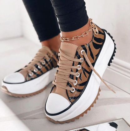 Sneakers Donna Platform Tela Suola Spessa Bassa