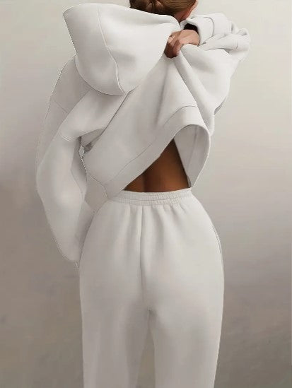 Tuta Donna con Felpa con Cappuccio Manica Lunga Comoda Casual