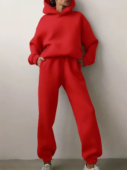 Tuta Donna con Felpa con Cappuccio Manica Lunga Comoda Casual