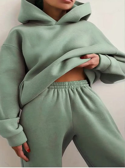Tuta Donna con Felpa con Cappuccio Manica Lunga Comoda Casual
