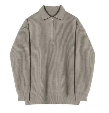 Maglione Uomo con Mezza Zip Design Classico Vestibilità Comoda