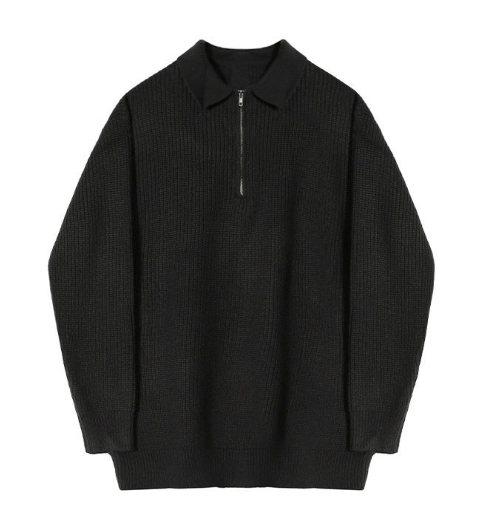 Maglione Uomo con Mezza Zip Design Classico Vestibilità Comoda