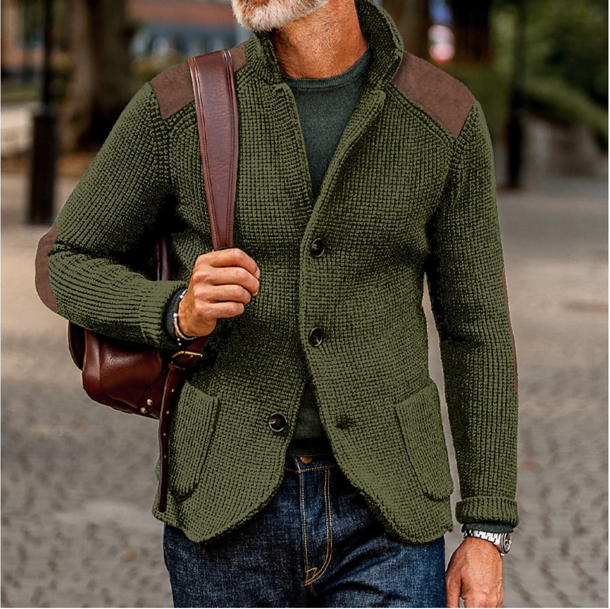 Cardigan Uomo Caldo Autunno Inverno Stile Classico