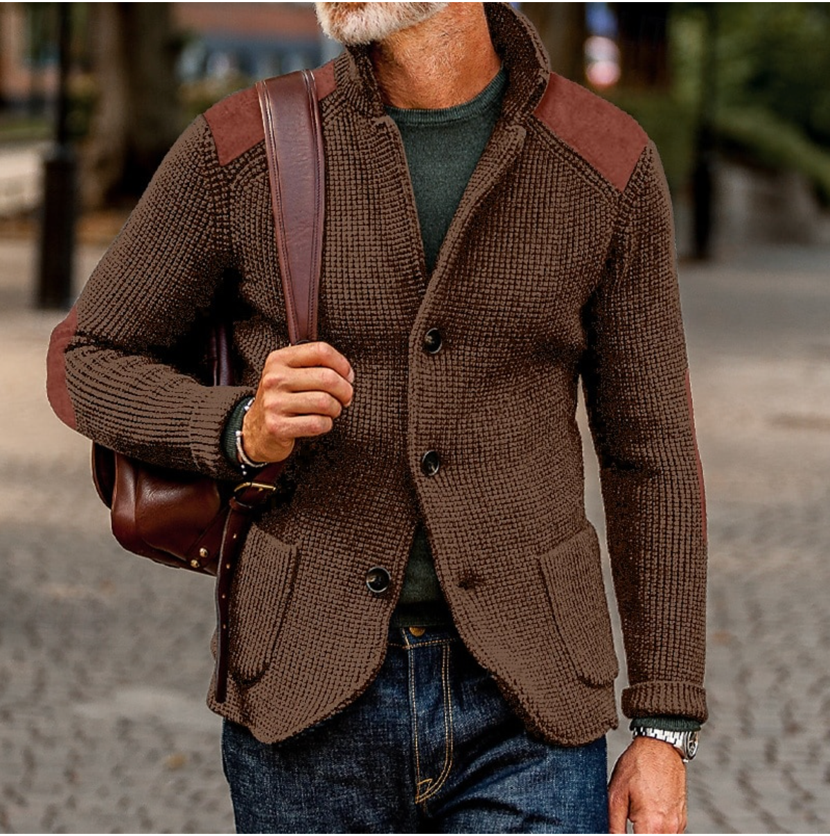 Cardigan Uomo Caldo Autunno Inverno Stile Classico