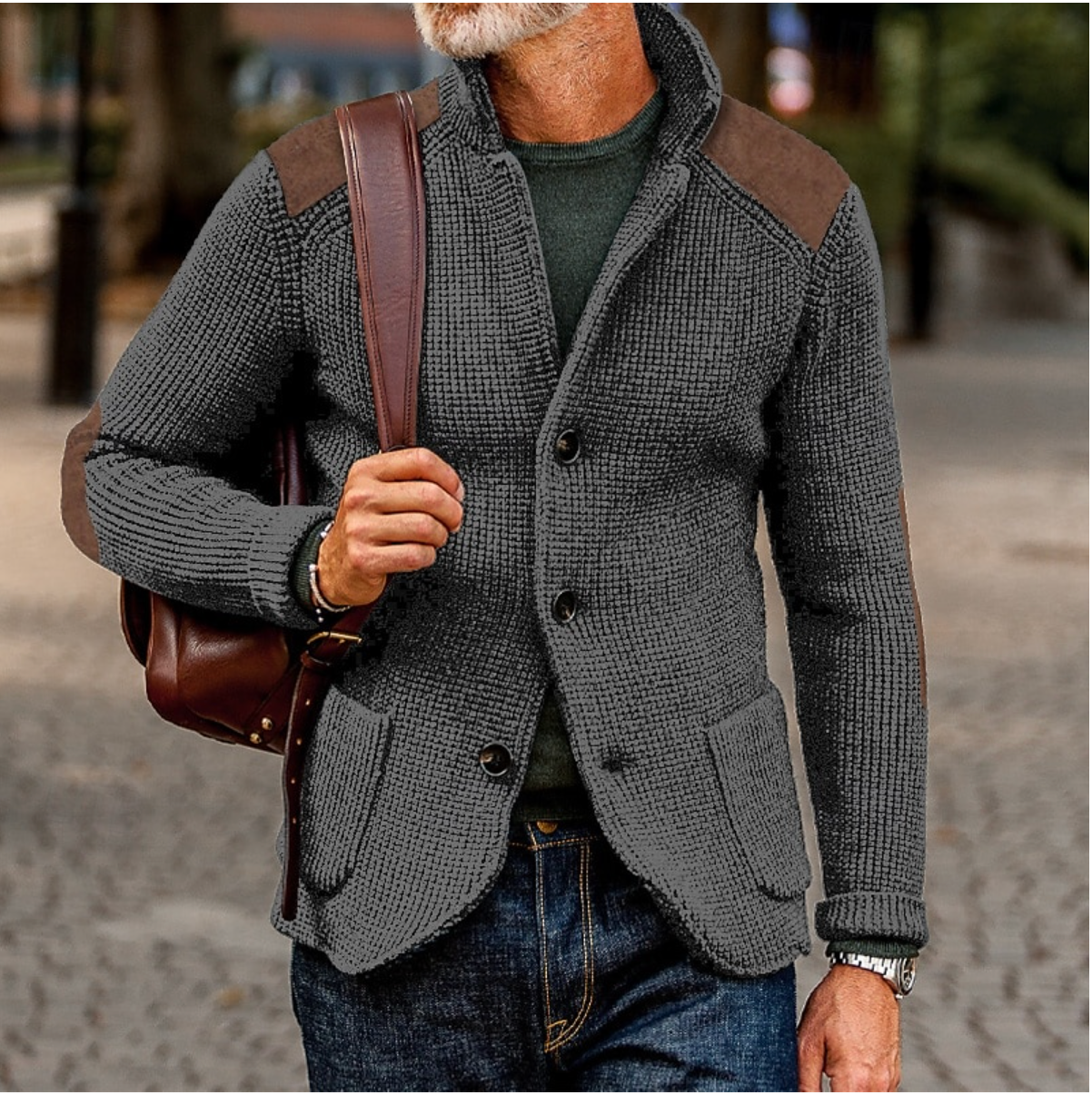 Cardigan Uomo Caldo Autunno Inverno Stile Classico
