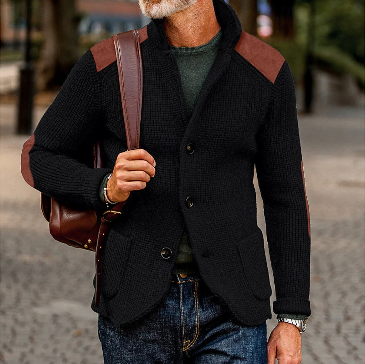Cardigan Uomo Caldo Autunno Inverno Stile Classico