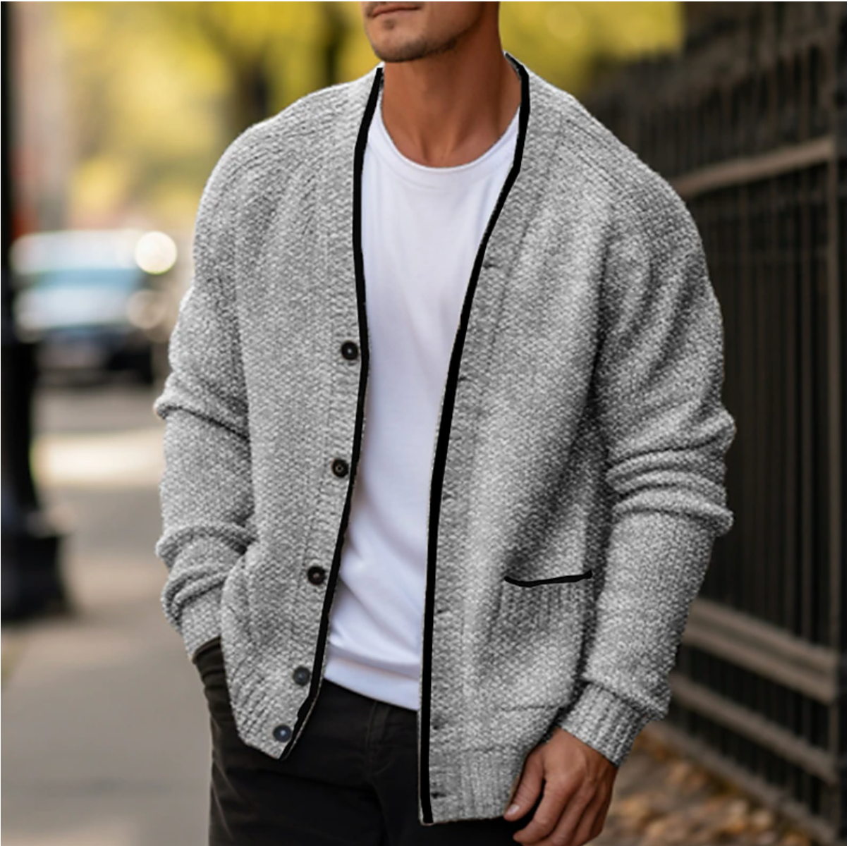 Cardigan Uomo Maglia Calda Manica Lunga Invernale - Brentozzi