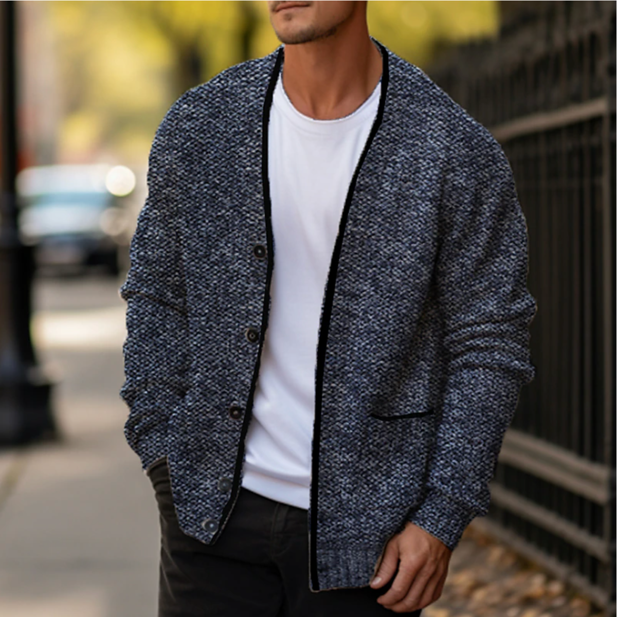 Cardigan Uomo Maglia Calda Manica Lunga Invernale