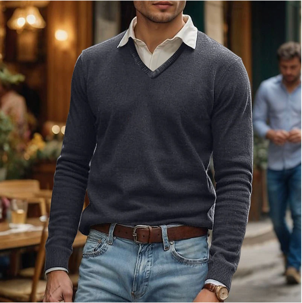 Maglione Uomo Scollo a V Morbido e Versatile