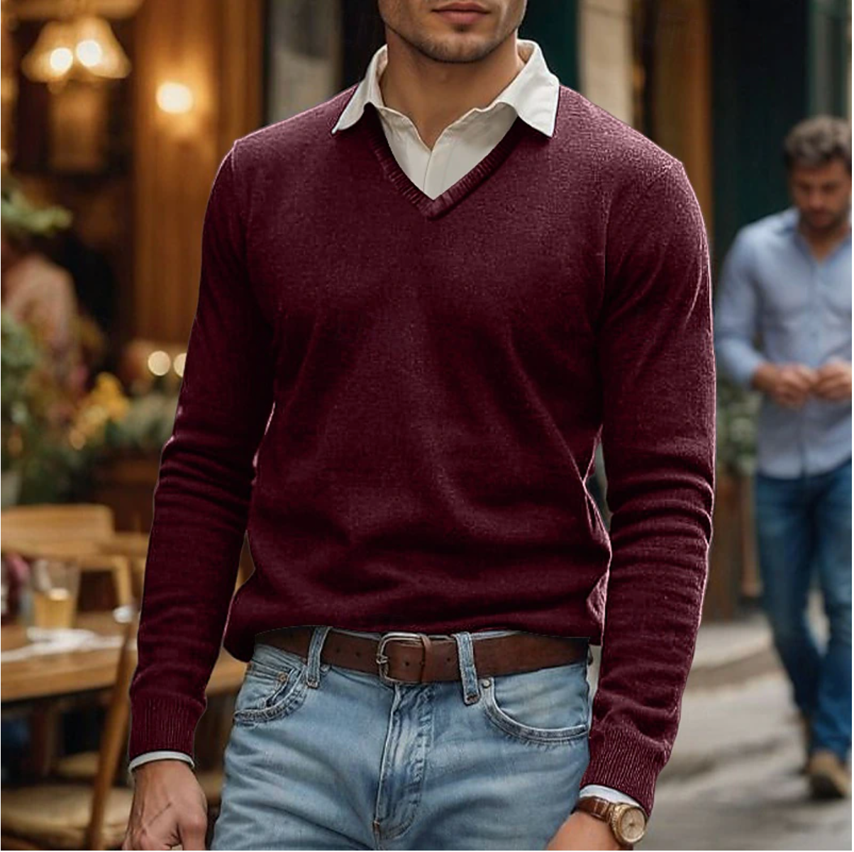 Maglione Uomo Scollo a V Morbido e Versatile