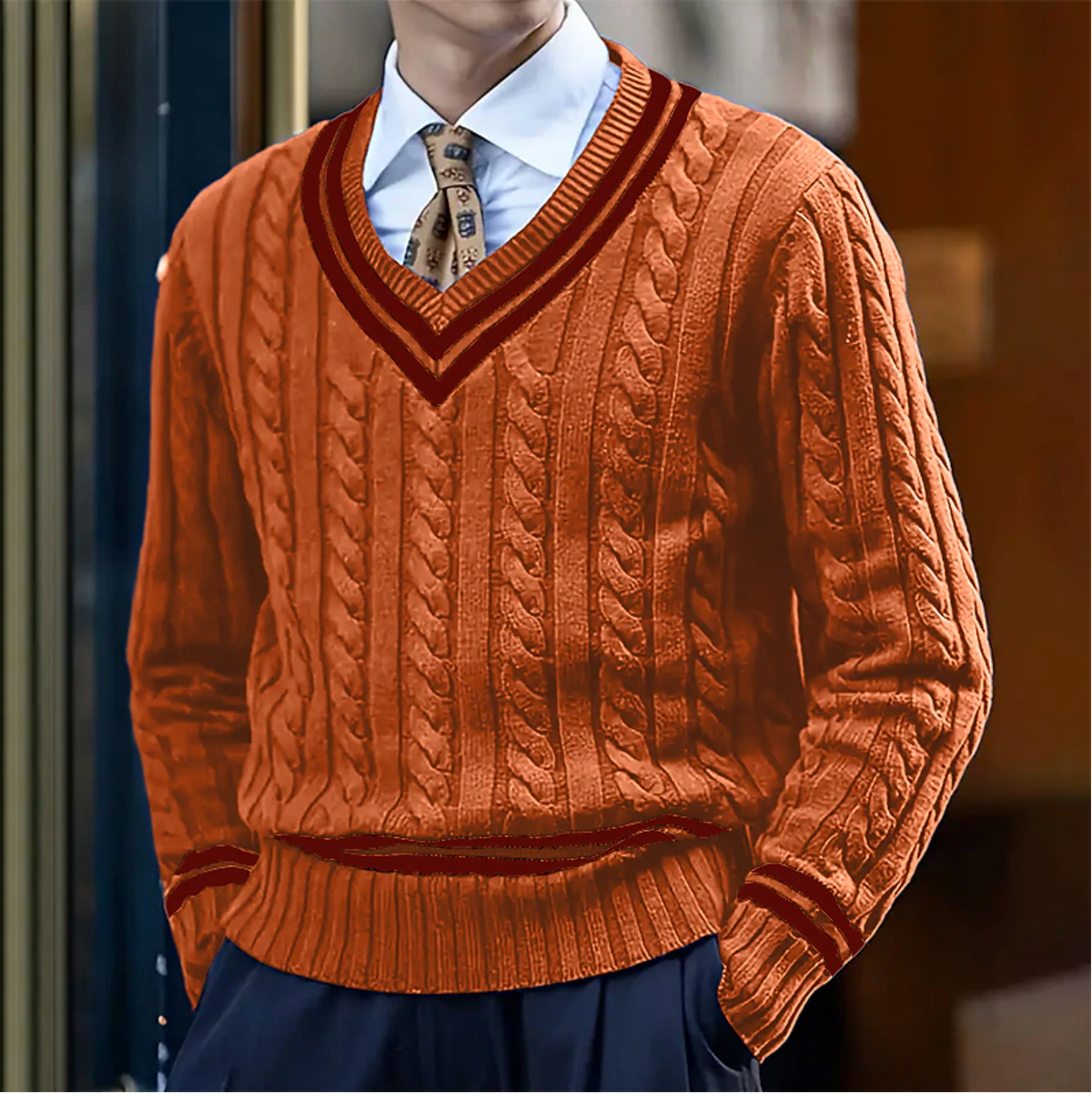 Maglione Uomo Scollo a V Morbido Comfort