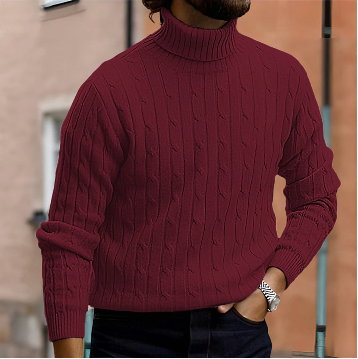 Maglione Uomo Collo Alto Caldo Elegante
