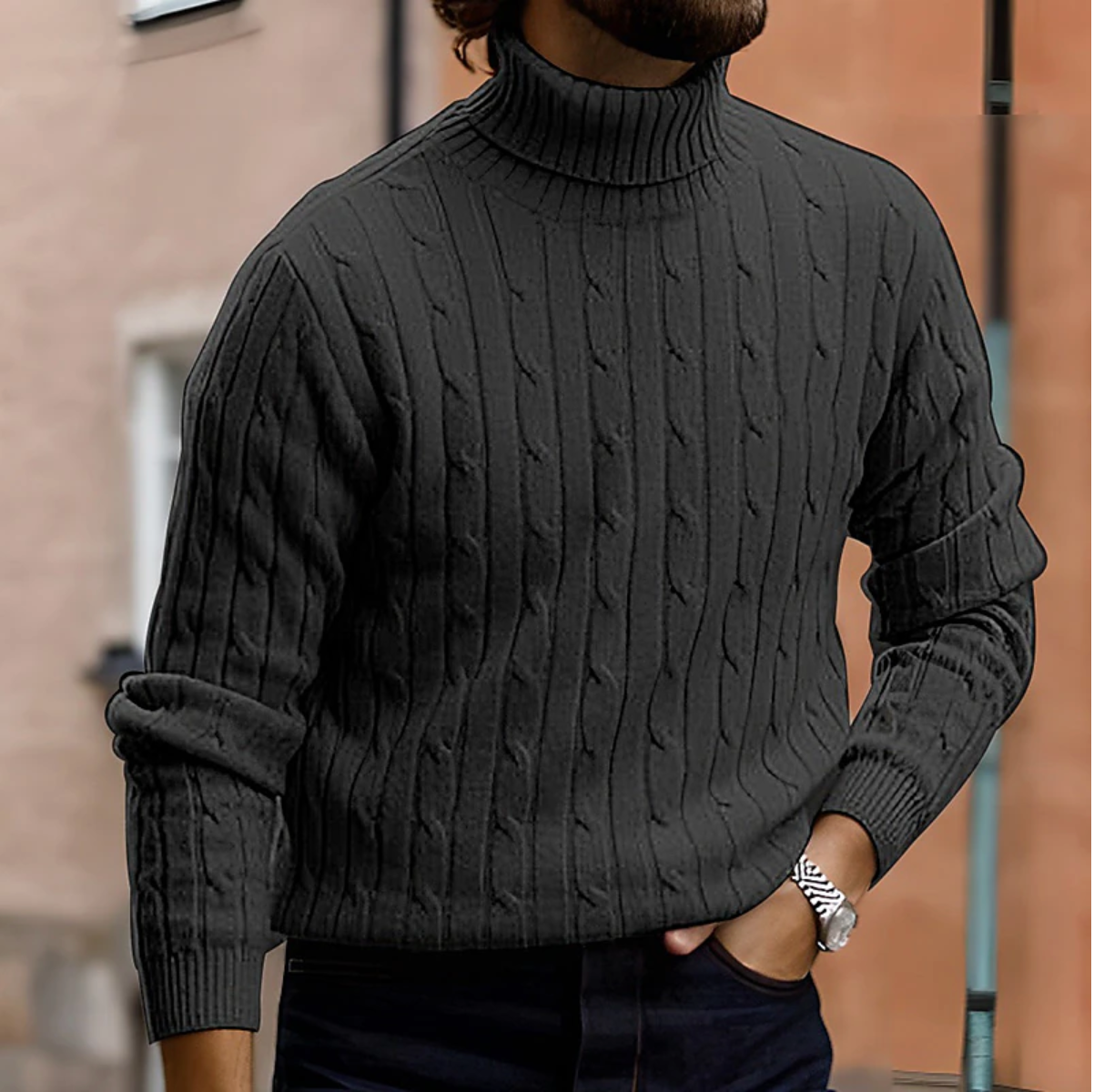 Maglione Uomo Collo Alto Caldo Elegante