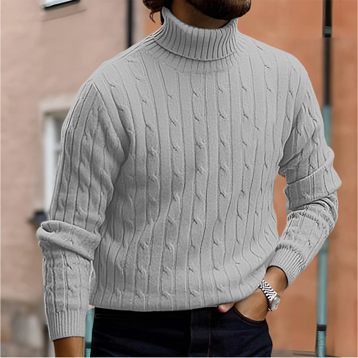 Maglione Uomo Collo Alto Caldo Elegante