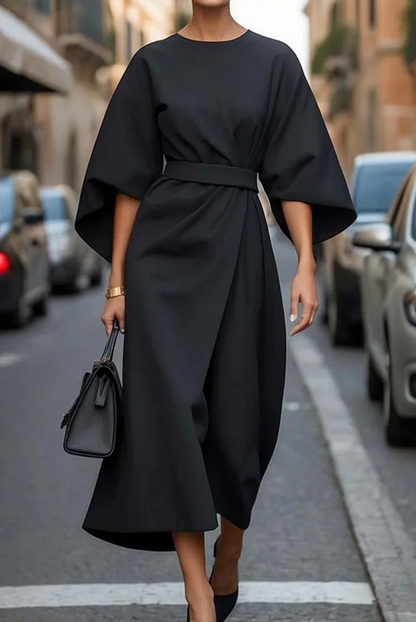 Abito Midi Donna con Cintura in Vita