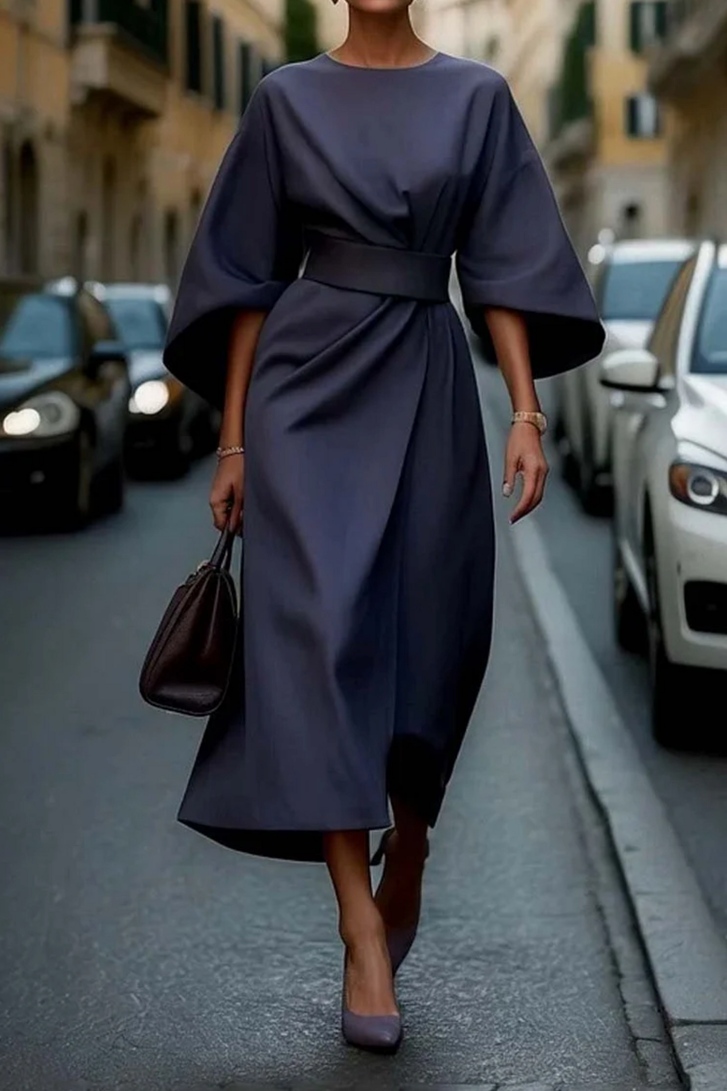 Abito Maxi Donna con Cintura in Vita Elegante
