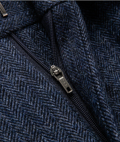 Pantaloni Uomo in Tweed Look Vintage Vestibilità Comoda