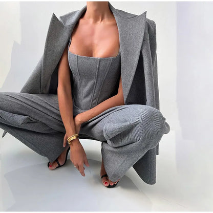 Completo Donna Blazer Pantaloni e Corsetto Coordinato
