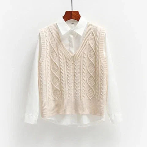 Maglione Donna Scollo a V Tessuto Strutturato