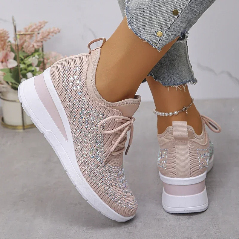 Sneaker Donna Ortopediche con Lacci e Strass