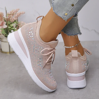 Sneaker Donna Ortopediche con Lacci e Strass
