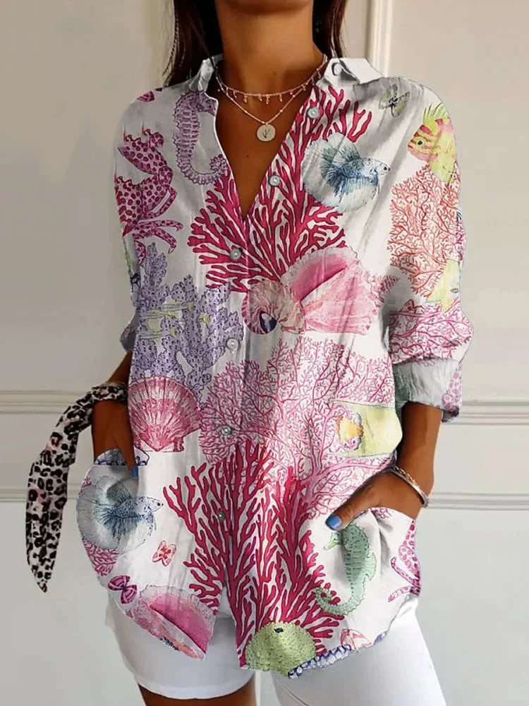 Camicia Donna Manica Lunga Stampata