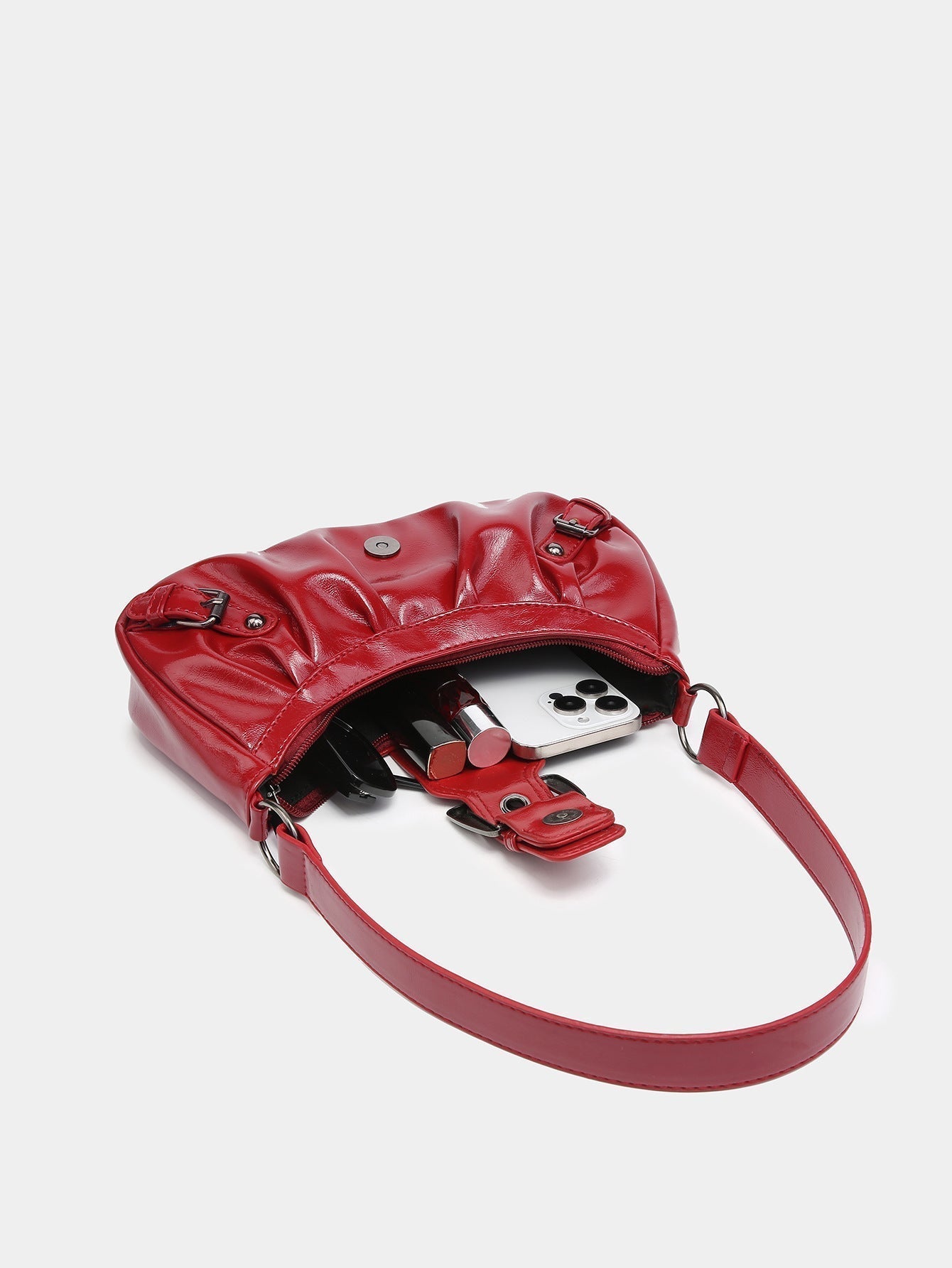 Borsa Hobo Donna in Ecopelle Vintage con Fibbia e Tracolla Regolabile