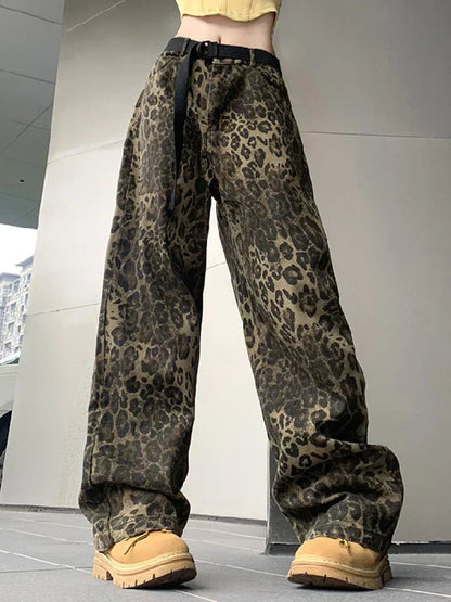 Jeans Donna con Gamba Larga e Motivo Animalier - Brentozzi