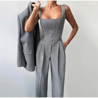 Completo Donna Blazer Pantaloni e Corsetto Coordinato