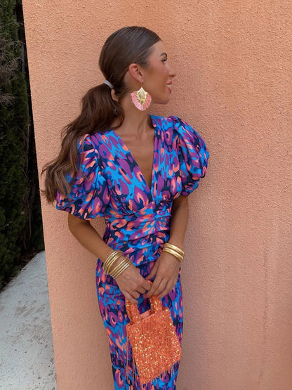 Abito Midi Donna con Ruches per Occasioni Speciali