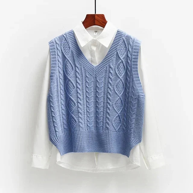 Maglione Donna Scollo a V Tessuto Strutturato