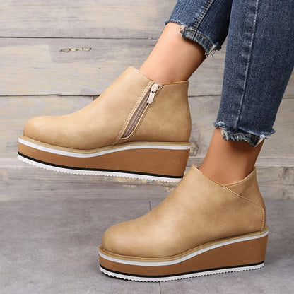 Stivaletti Donna Plateau Zip Chiusura