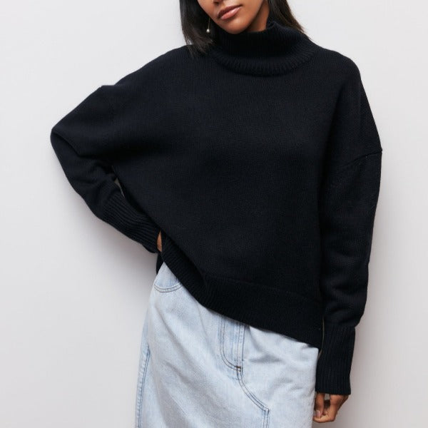 Maglione Donna Collo Alto Lana Caldo e Morbido Invernale