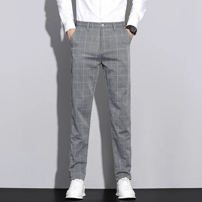 Pantaloni Uomo con Motivo a Righe Stile Strutturato
