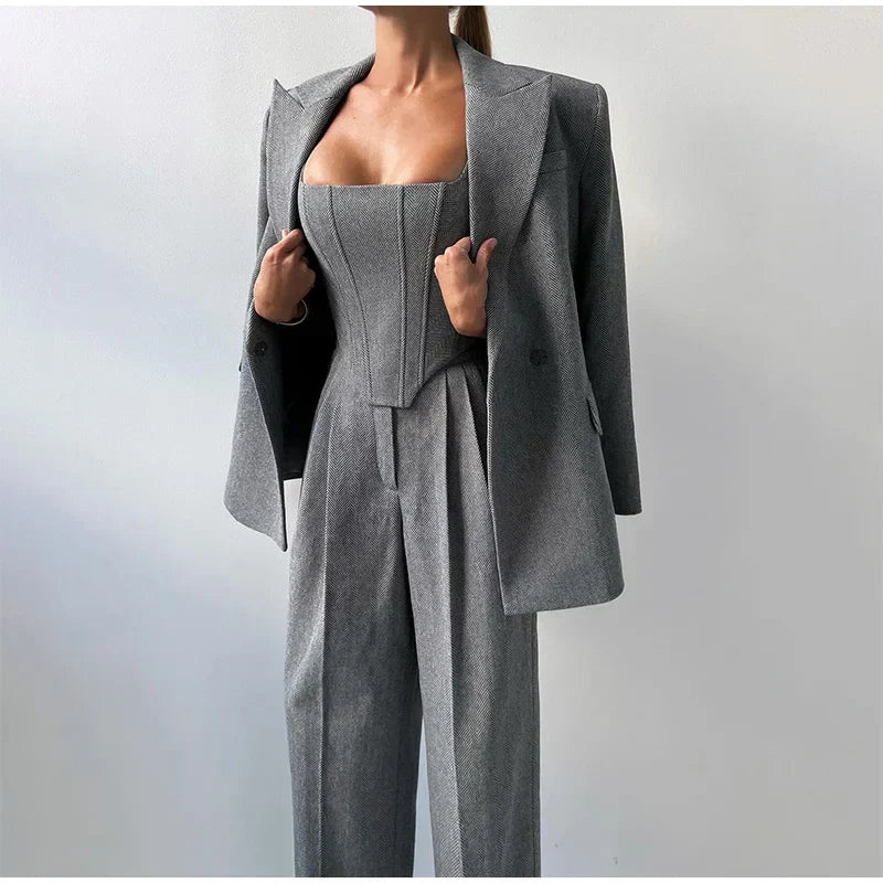 Completo Donna Blazer Pantaloni e Corsetto Coordinato
